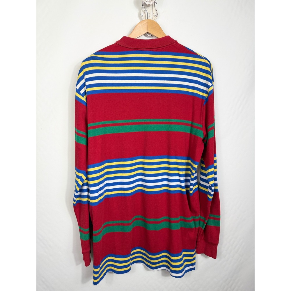 Polo Ralph Lauren Rugby Shirt Mens XL Red Multi Stripe Long Sleeve Vintage USA - Picture 3 of 8